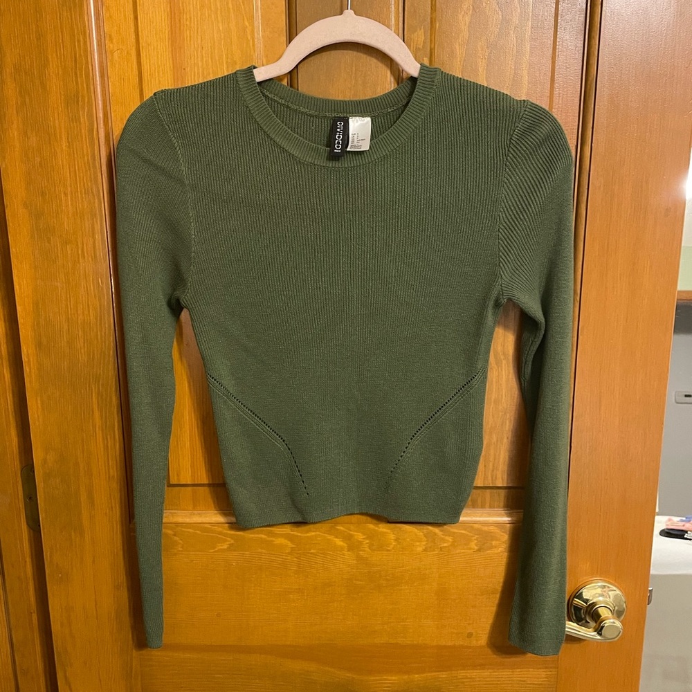 Army Green Crop Sweater